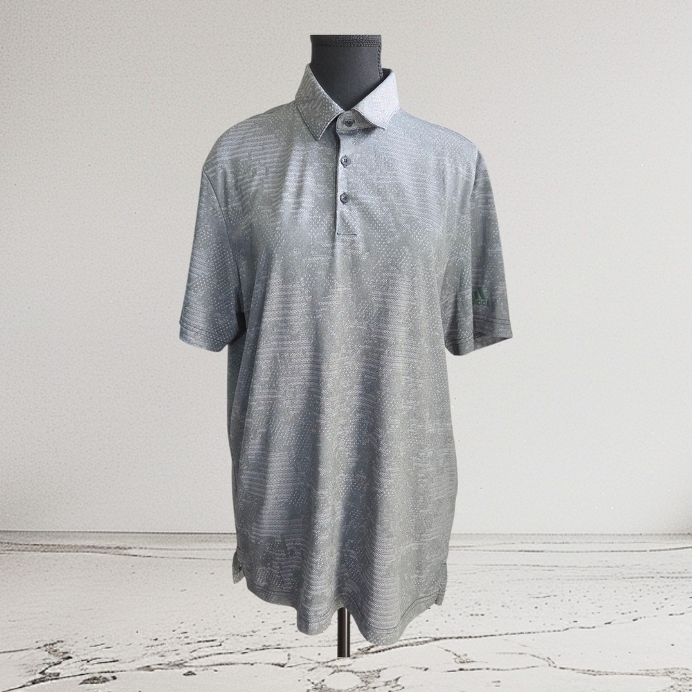 Adidas Gray Polo Shirt with Classic Collar and Relaxed Fit Size Med